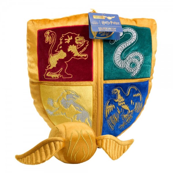 Harry Potter - Kissen mit Plüschfigur Quidditch Wappen & Goldener Schnatz: Noble Collection