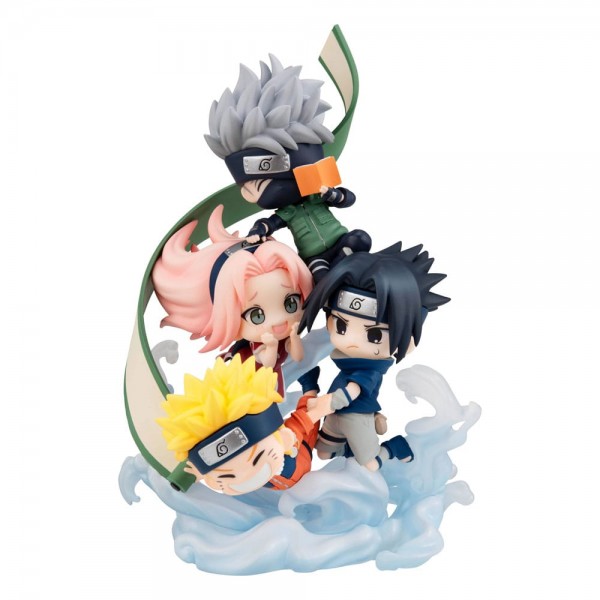 Naruto Shippuden - Gather here, Team 7 Ministatue / FigUnity (with gift): MegaHouse